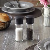 2 stuks - Peper en zoutmolen -  Zwart - Zoutmolen - Pepermolen en zoutmolen set - Kruidenmolen - glas - handmatig
