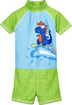 Playshoes - UV-zwempak voor jongens - Dino - Lichtblauw/Groen - maat 110-116cm