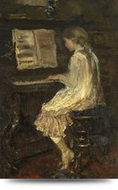 Maison de France - Canvas Meisje achter piano - canvas - 40 x 60 cm