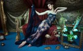Maison de France - Canvas Vrouw in blauwe jurk - canvas - 40 x 60 cm