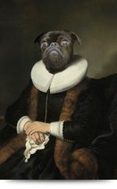 Maison de France - Canvas Hondenportret mopshond dame - canvas - 60 x 90 cm