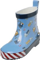Playshoes - Regenlaarzen met halve schacht voor jongens - Bouwwerkplaats - Blauw - maat 24EU