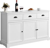 LUXGOODS Buffetkast, keukenkast dressoir met 3 lades en 3 deuren, verstelbare plank, eetkamer, server, schoenkast, consoletafel, kast (Wit)