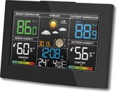 Sellavy® Draadloze Digitale LED Weerstation - Buitenweersysteem - Luchtvochtigheid - Barometer - Touchscreen Klok