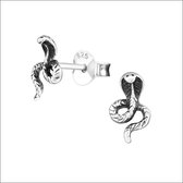 Aramat jewels ® - Zilveren cobra oorbellen 925 zilver 9x5.5mm geoxideerd