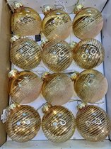 S&L Luxe Christmas Gifts Set de boules de Noël avec paillettes - 12 pièces - 8 cm - incassable - Décorations de Noël - Boules de Noël
