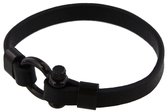 Armband Heren - Echt Leer - RVS Sluiting - 21 cm - Zwart