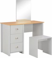 vidaXL Kaptafel met spiegel en krukje 104x45x131 cm grijs