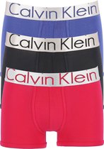 Calvin Klein trunks (3-pack) - heren boxers normale lengte - rood - zwart en blauw -  Maat: M