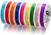 Fako Bijoux® - 10 Rollen Gekleurd Elastisch Nylon Draad - Rijgdraad - Sieraden Maken - 0.8mm - 10x6 Meter - Mix - 10 Stuks