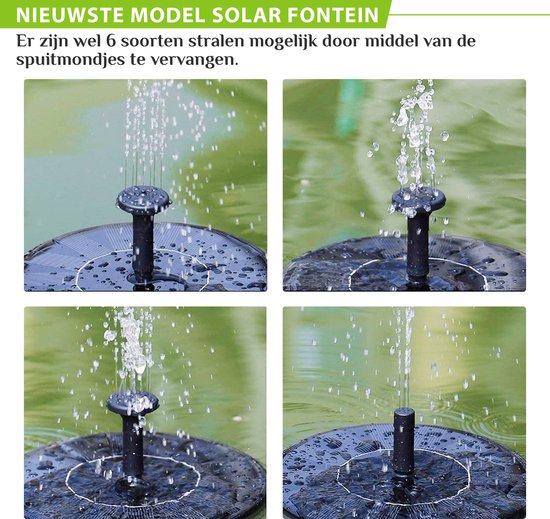 Solar Fontein op Zonne Energie + Gratis tuinverlichting - Extra Hoge Straal Fontein... | bol.com