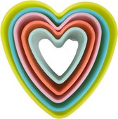 Uitsteekvormpjes hartjes koekjes bakken - Multicolor - Kunststof - 5 Delig