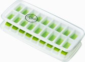 JGR - set van 3 Ijsblokjes maker met deksel, BPA vrij en met silicone bodem om de ijsblokjes zonder enige moeite uit de ijsblokjesvorm te krijgen - 18 ijsblokjes - Groen