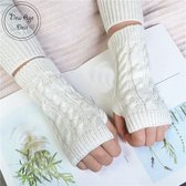 Vingerloze handschoen - Gebreide handschoen - Wit - Polswarmer - Handschoenen - Winter