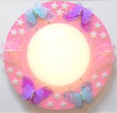 Funnylight LED plafonniere roze met lieve ijspastel vlinders en glow in the dark sterren