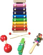 Houten muziekinstrumenten set 4-delig