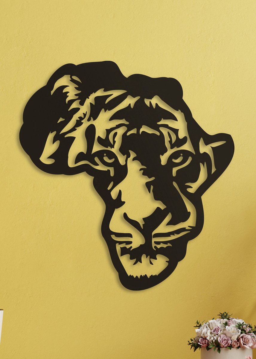 Wanddecoratie dieren | Kaart Afrika tijger - M (38x40cm)