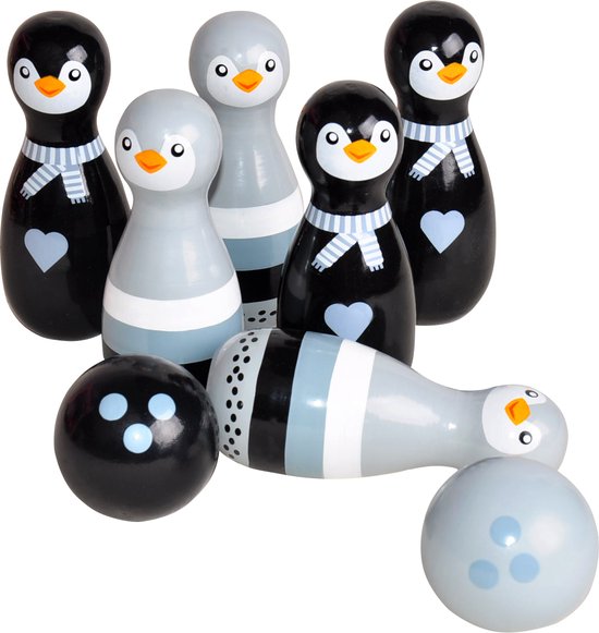 Thumbnail van een extra afbeelding van het spel Houten pinguïn bowl spel, bowlen voor kinderen