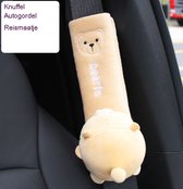 OP=OP! Schattig Kinder Autogordel Beschermer - Gordel met Knuffel - Seat Pets voor Auto of Kinderwagen- Nek Beschermer - Zacht en Schattig - Klittenband - 6.5*22cm - Reismaatje Bru