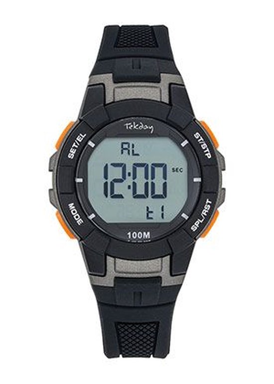 Tekday Digitaal Kinderhorloge Silicone band Zwart Grijs Waterdicht bol