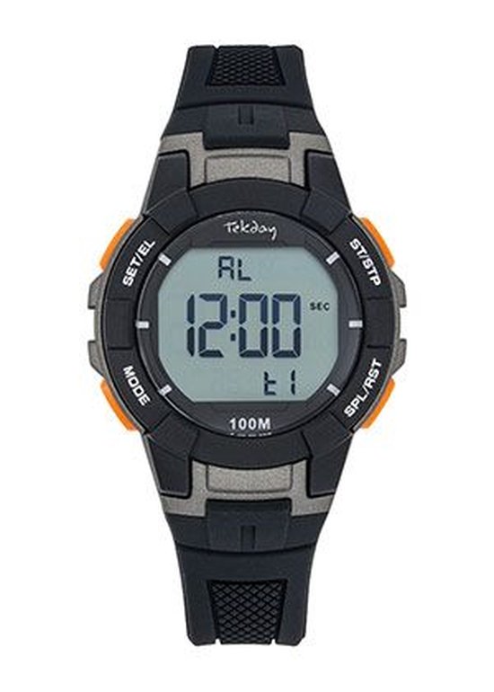 Tekday-Digitaal-Kinderhorloge-Silicone band-Zwart/Grijs-Waterdicht