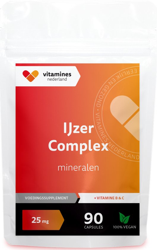 IJzer Complex 25mg | + vitamine B C | 90 vegan caps Nederland | bol.com
