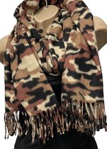 Sjaal herfst/winter met legerprint khaki/bruin