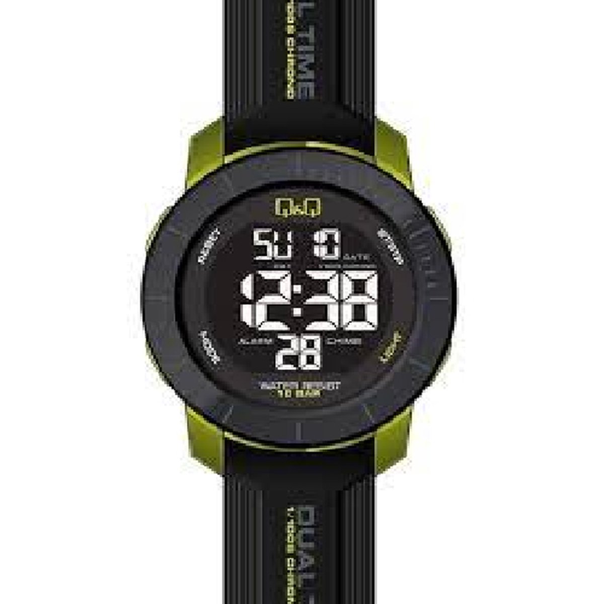 Mooi digitaal (sport) Horloge van QQ model m166j800y 10 bar waterdicht geschikt om mee te zwemmen stopwatch alarm dual time