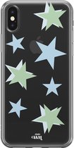 xoxo Wildhearts case voor iPhone X/XS - Green Stars - xoxo Wildhearts Transparant Case