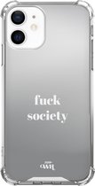 Mirror Case - Fuck Society - Spiegel hoesje geschikt voor Apple iPhone 11 hoesje - Spiegelhoesje met tekst - Statement - Hoesje met spiegel geschikt voor iPhone 11 - Fuck Society