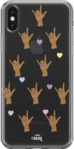 xoxo Wildhearts case voor iPhone X/XS - Rock Hands Dark - xoxo Wildhearts Transparant Case