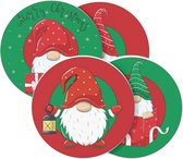 Kerst onderzetters voor glazen | Gnome | Kabouter | Rood en Groen | set van 4 stuks | Rond | Kerstcadeau | Cadeau voor Sinterklaas