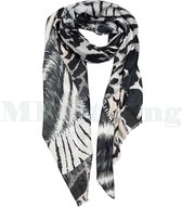 Sjaal viscose dierenprint zwart/grijs/wit