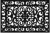 Relaxdays deurmat rubber 60 x 40 cm - schoonloopmat ornamenten - droogloopmat zwart - mat