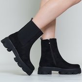 GRACE - dames chelsea boots - zwart suède
