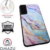 OMAZU Marble design Samsung Galaxy S21 Anti-Shock (PC/TPU) Case/ Hoesje - Achterkant 10H hoge kras krasbestendigheid / purple blue