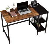 Bureau | Werktafel | 120x60x75 cm | Hout | Staal | Bruin/Zwart | Vintage | Opbergruimte