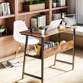 Bureau | Werktafel | Boekenplank | Bruin/Zwart | Hout | 100x75x50 cm | Verstelbare poten