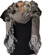 Lange Warme Dames Sjaal - Omslagdoek - Extra Dikke Kwaliteit - 2-Zijdig - Gemêleerd - Zwart - 180 x 70 cm (XR-4)