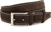 Gilmart Bruine suede heren riem - heren riem - 3.5 cm breed - Bruin - Echt Suede leder - Taille: 95cm - Totale lengte riem: 110cm