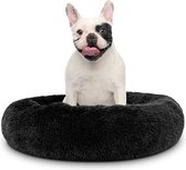 Pawzle Hondenmand - Donut Hondenkussen - Kattenmand - Bed voor Honden & Katten - Wasbaar - 80cm - Zwart