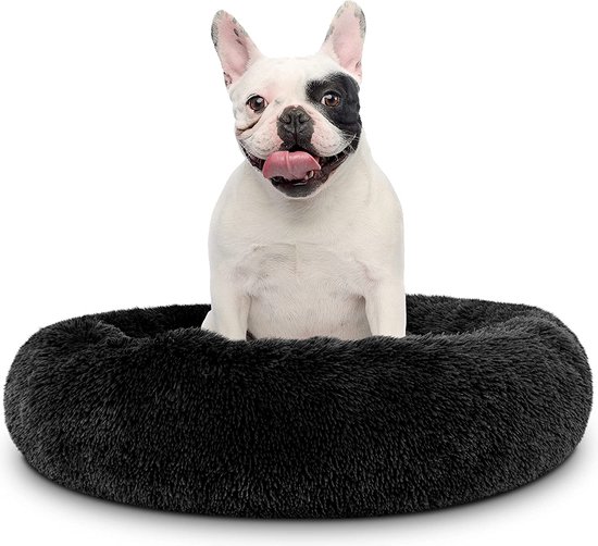 Pawzle Hondenmand - Donut Hondenkussen - Kattenmand - Bed voor Honden & Katten - Wasbaar - 80cm - Zwart