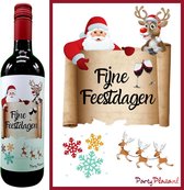 Wijnetiket Kerst - Wijnlabel Feestdagen - Kerstcadeau voor volwassenen - Wijn cadeau kado - Wijncadeau - Fijne Feestdagen