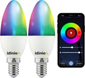 IDINIO WIFI Smart lamp E14 met app - Kaars - Color + white - Dimbaar - 2 x kaarslamp