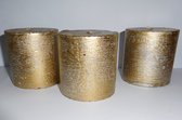 Gouden rustieke kaarsen  maat 7 x 7 cm. 3 stuks