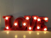 LED Love lamp met 11 led lampjes - Rood - 29.5 x 10.5 x 4.5 cm - warm wit licht - Tafelmodel - IMPULS