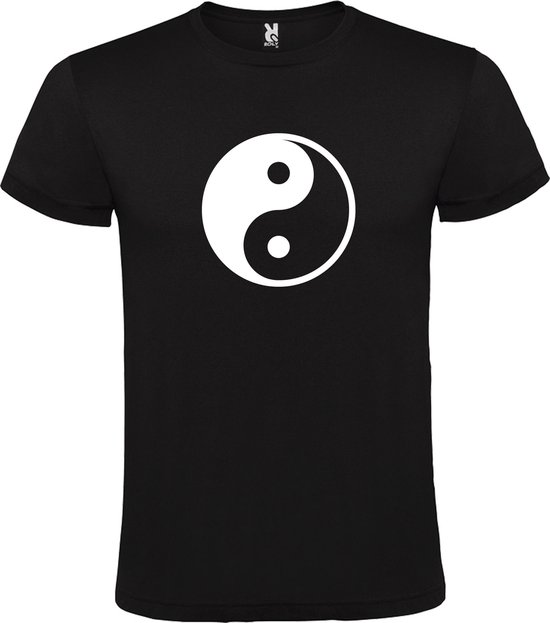 T-shirt Zwart avec image « Yin Yang » Wit Taille L