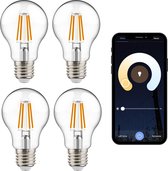 IDINIO dimbare smart lamp E27 met app - Filament warm wit licht - 4 x WIFI lamp