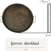 't Thuisgevoel - Decoratie schaal - Iron tray round - Ijzeren dienblad - ø30 - bruin - antiek - Kerstkado