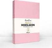 Loom One Premium Hoeslaken – 97% Jersey Katoen / 3% Lycra – 200x220 cm – tot 35cm matrasdikte– 200 g/m² – voor Boxspring-Waterbed - Roze